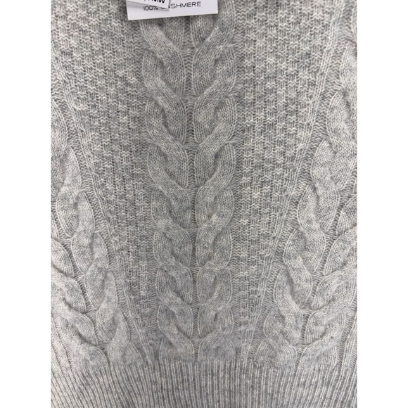 NWT Magaschoni Soft Cashmere Cable Knit Sweater in London Grey MSRP $345 Luxury - Picture 6 of 12